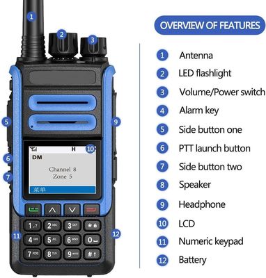 VHF 136-174 МГц Tk-3207 UHF 400-470 МГц Двухстороннее радио дальнобеговое радиостанция для BF-DR1802