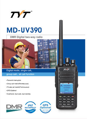 TYT MD-UV390 IP67 водонепроницаемый DMR TDMA Dual Band Walkie Talkies Цифровое мобильное радио