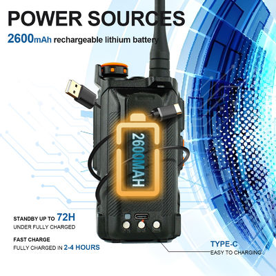 Длинный диапазон полного диапазона UV-K6 Type-C зарядное радиопередача с стандартным аккумулятором 1400 МАХ