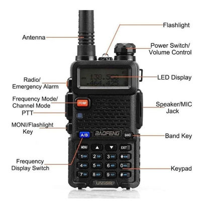 128 каналов Baofeng UV-5R Walkie-Talkie водонепроницаемый 5-10KM Диапазон VHF UHF частота