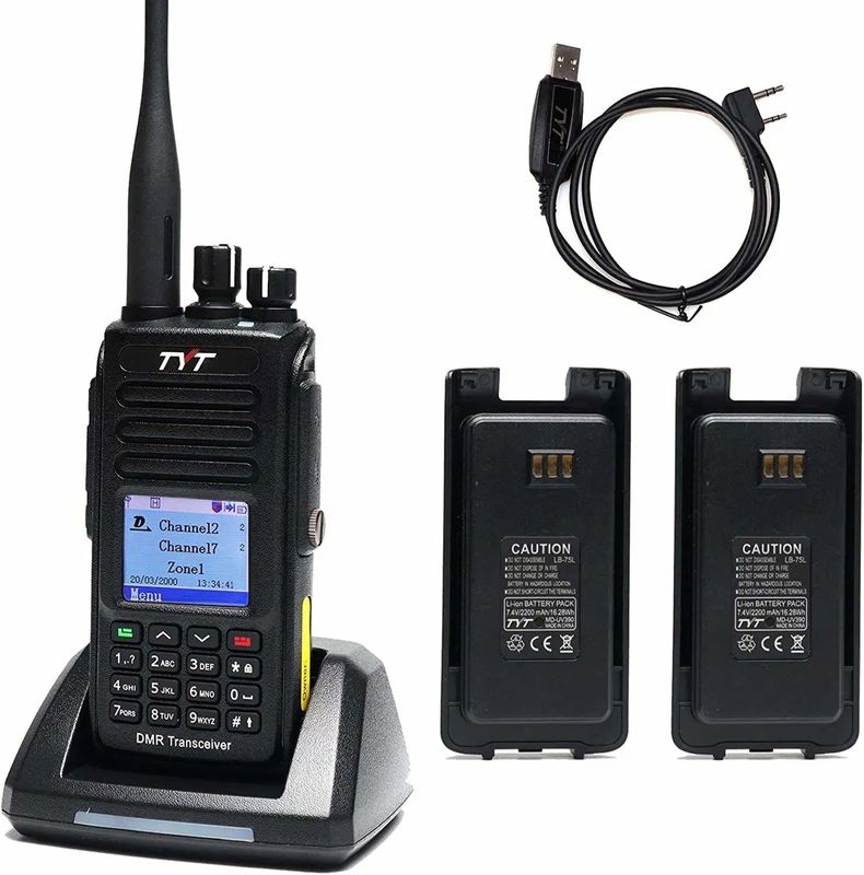 Шам Уоки Токи Tyt MD-UV390 Двойная полоса VHF UHF Dmr Радио водонепроницаемость Пылестой IP67 201g