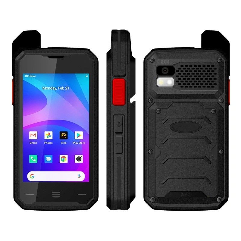 Черный Uniwa F101 4 дюймовый сенсорный экран Zello IP65 водонепроницаемое Poc Radio 4G Android Walkie Talkie с NFC и кнопкой Sos В 2024 году